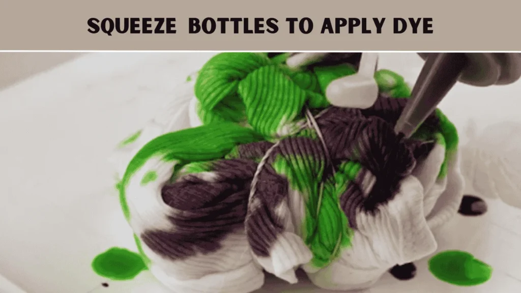 How to tie dye sweatshirt? The 5th step is to Squeeze Bottles to Apply Dye